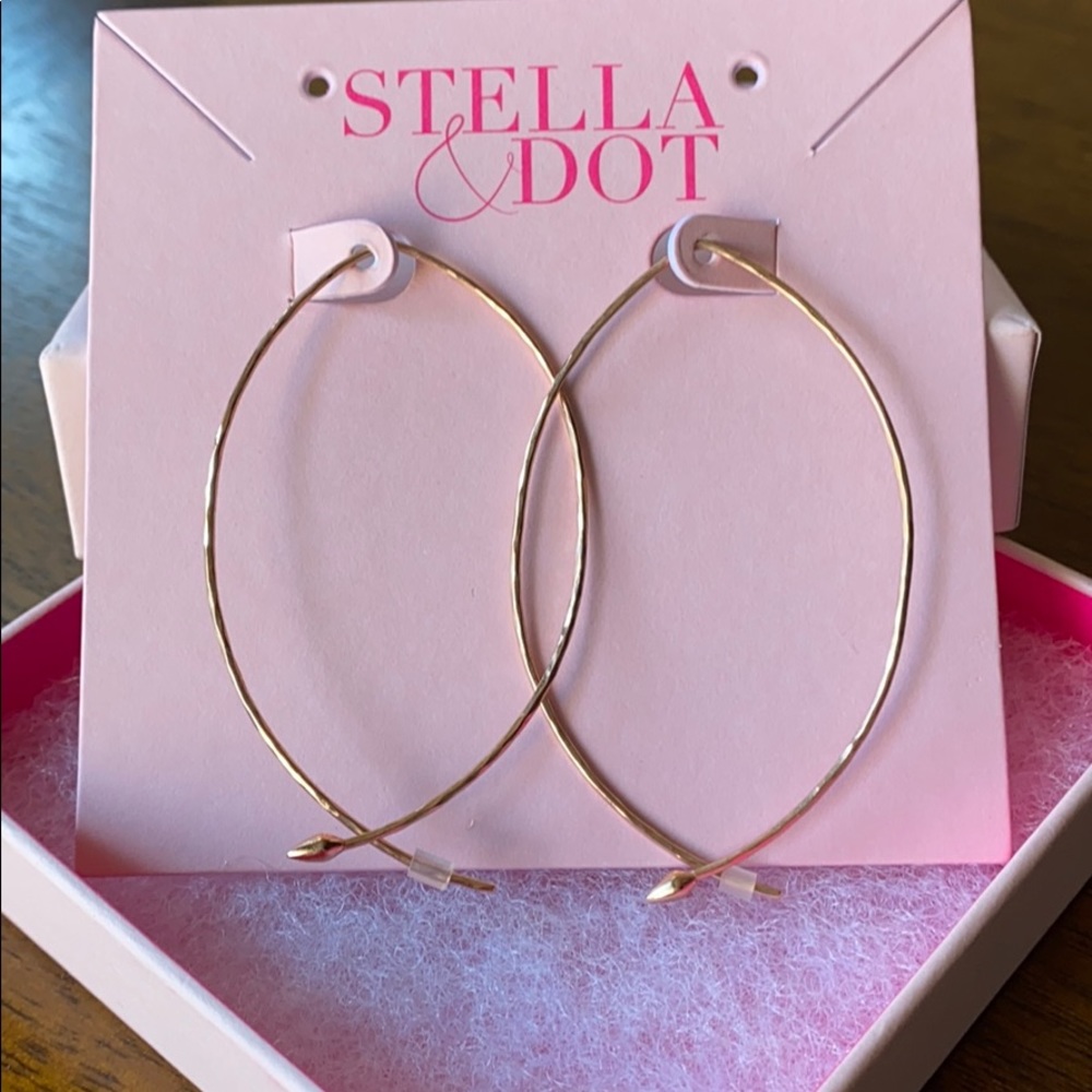 Stella & Dot Hammered Large Rose Gold Hoops